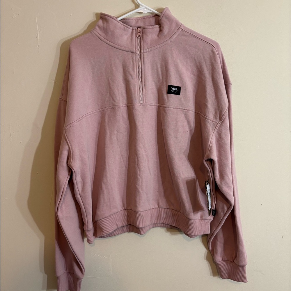 pink vans quarter zip sweatshirt